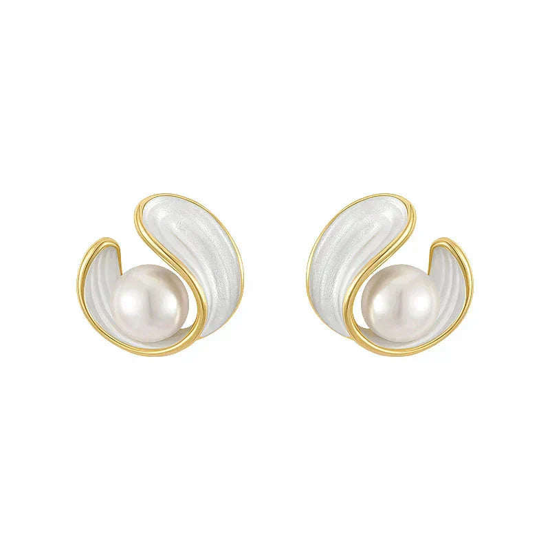Luxury White Opal Earrings with Pearls in Gold