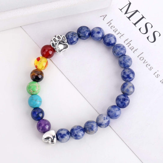 Rainbow Bridge Memorial Bracelet โ 7 Chakra Bead Gift for Pet Loss
