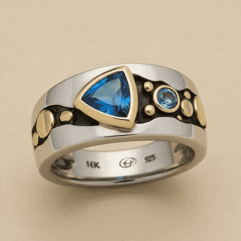Vintage Blue Zirconia Boho Ring