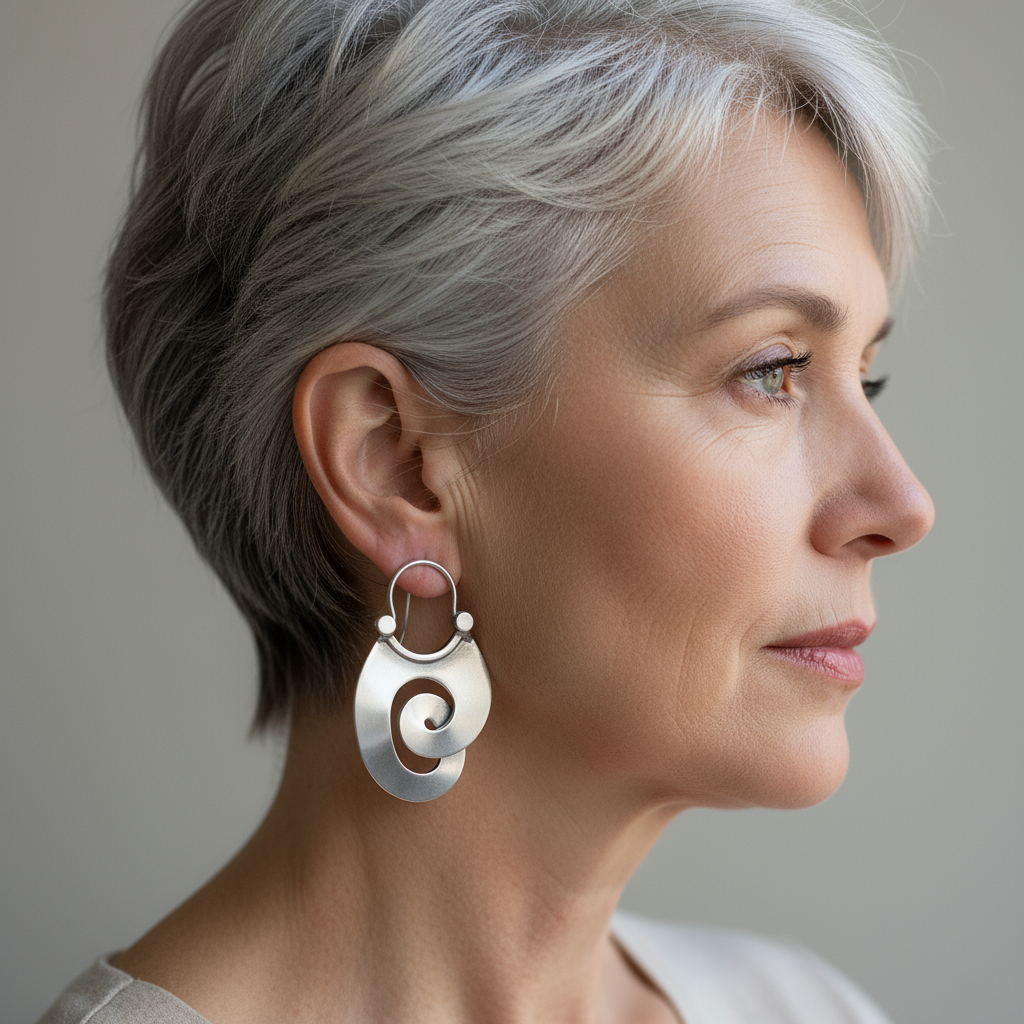 Vintage Silver Spiral Earrings