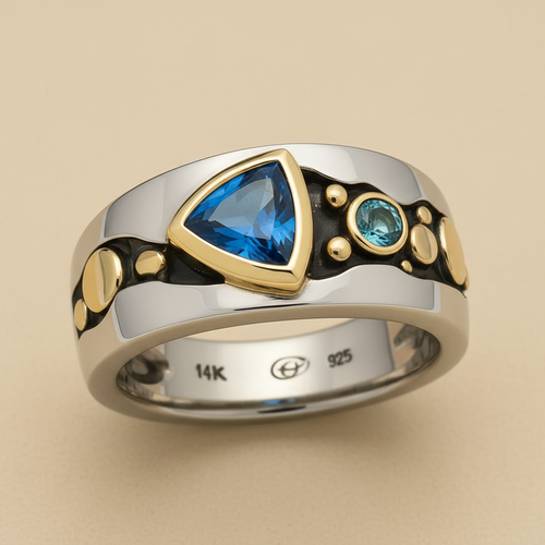 Vintage Blue Zirconia Boho Ring