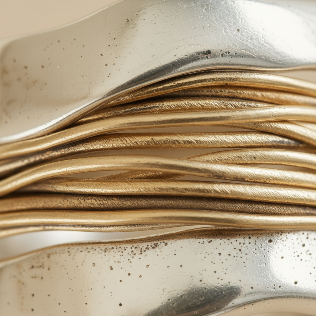 Silver Golden Threads Ring