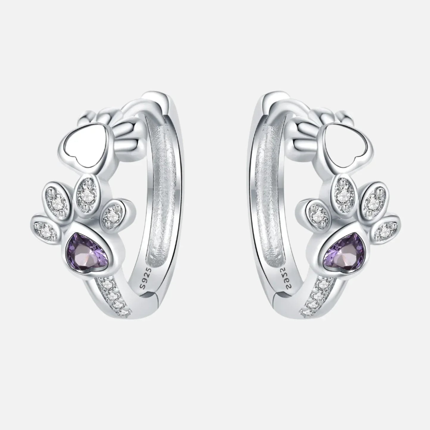 Paw Huggie Earrings in 925 Sterling Silver