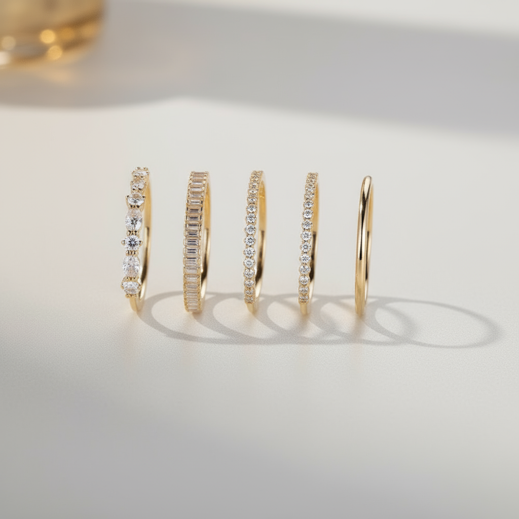 14k Golden Zirconia Stacking Rings
