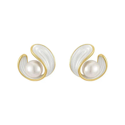 Luxury White Opal Earrings with Pearls in Gold