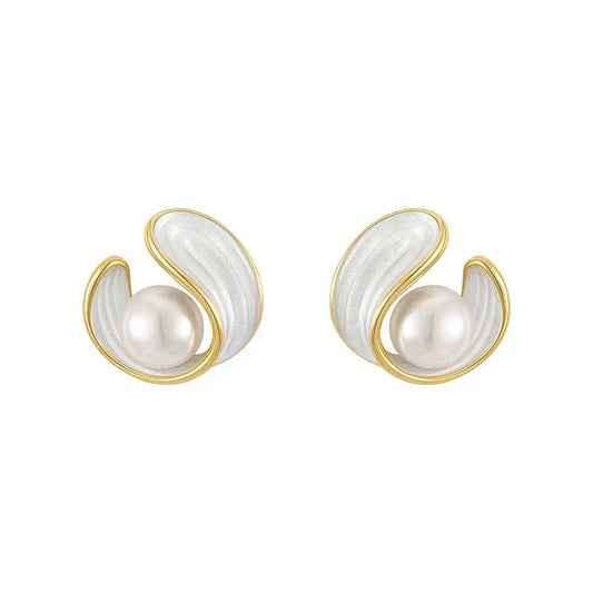 Gold Pearl & Opal Earrings