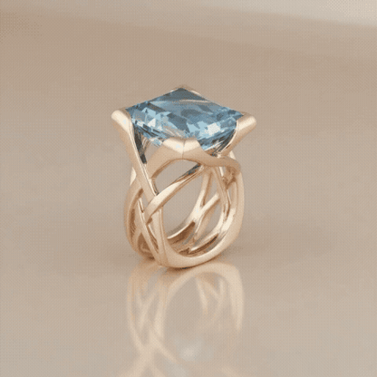 Vintage Rose Gold Blue Zirconia Ring