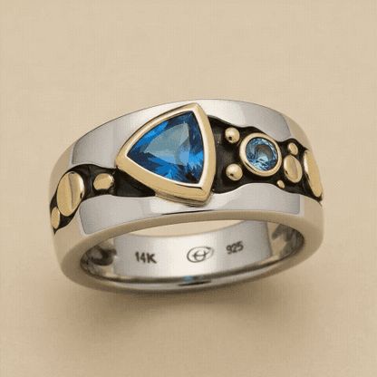 Vintage Blue Zirconia Boho Ring