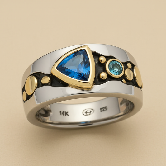 Vintage Blue Zirconia Boho Ring