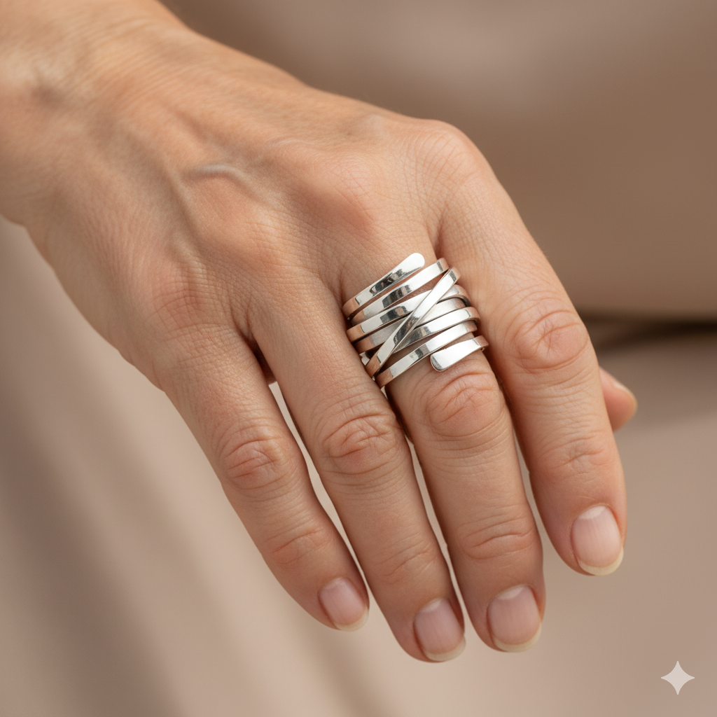 Bliss - Vintage Thick Layer Silver Ring