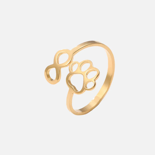Adjustable Infinity Paw Ring Stainless Steel