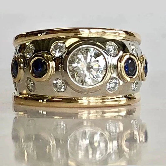Retro Gold Inlay Zircon Ring