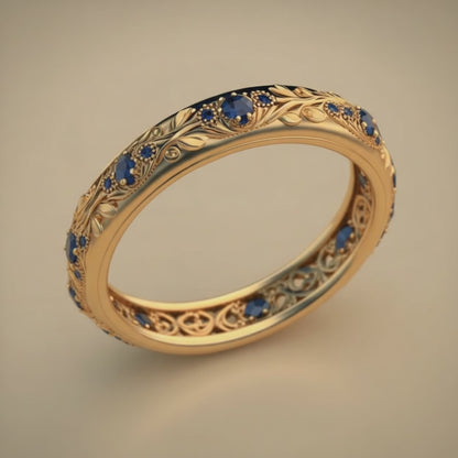 Exotic Fine Blue Zirconia Leaf Ring