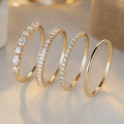 14k Golden Zirconia Stacking Rings